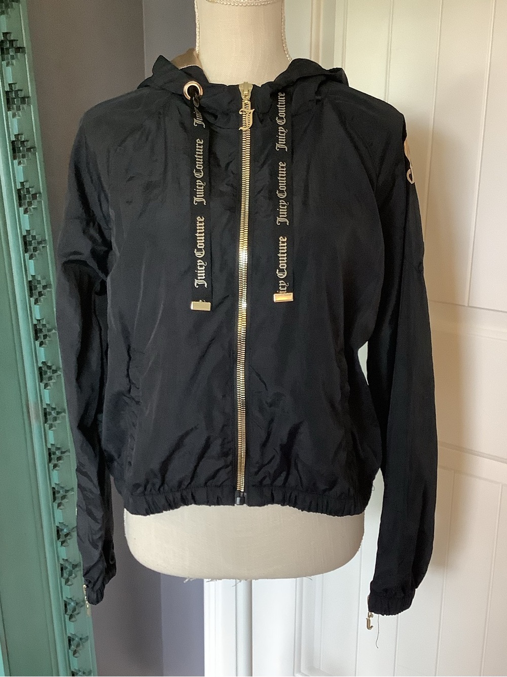 Juicy Couture‎ Black Hooded Jacket with Gold Accents
